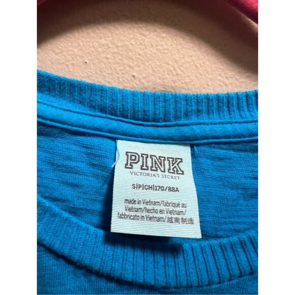 PINK By Victoria’s Secret Blue Cropped T-Shirt Woman’s Size Small - Picture 5 of 7